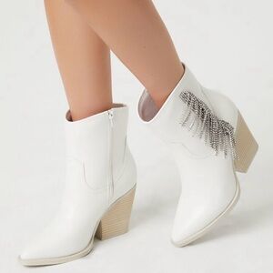 Rhinestone Fringe Block
Heel Booties
